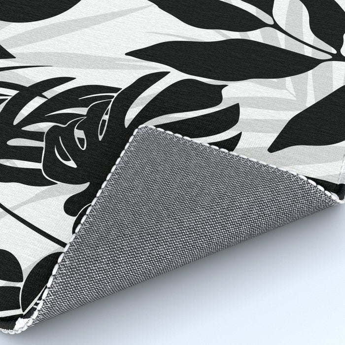 Tropical Vibes Black And White Foliage  Rug Gallery Image 4