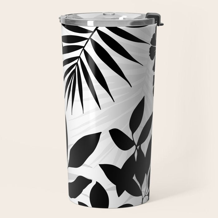 Tropical Vibes Black And White Foliage  Travel Mug Gallery Image 2