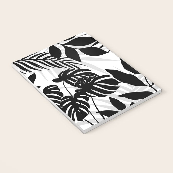 Tropical Vibes Black And White Foliage  Notebook Gallery Image 3
