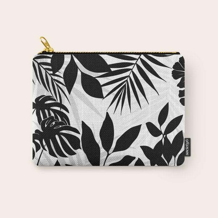 Tropical Vibes Black And White Foliage  Carry All Pouch Gallery Image 1