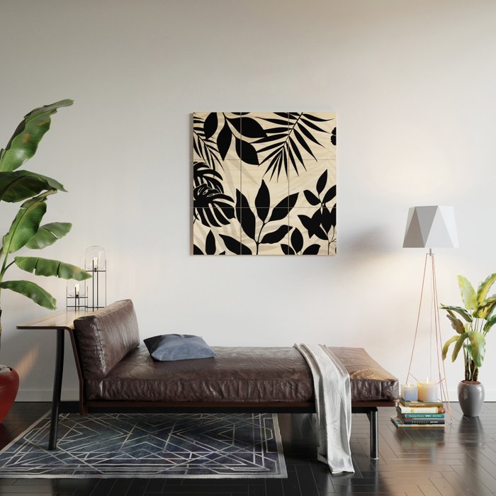 Tropical Vibes Black And White Foliage  Wood Wall Art Gallery Image 2