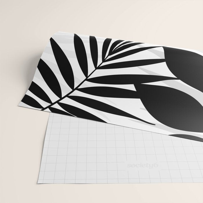 Tropical Vibes Black And White Foliage  Wrapping Paper Gallery Image 2