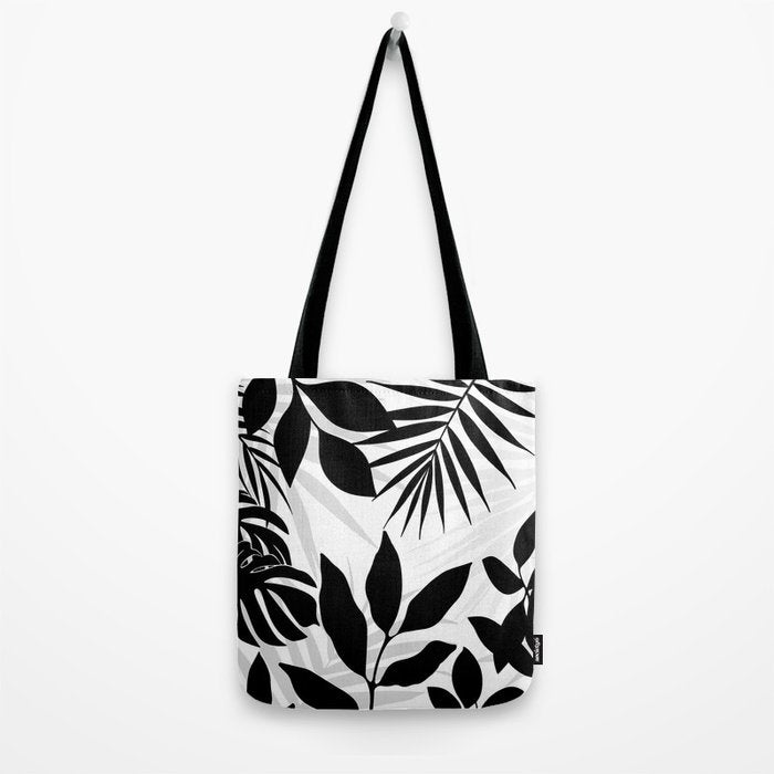 Tropical Vibes Black And White Foliage  Tote Bag Gallery Image 2