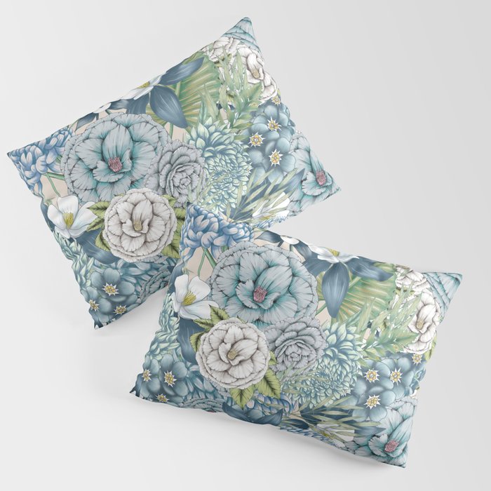 Blue Floral Garden Pillow Sham Gallery Image 1