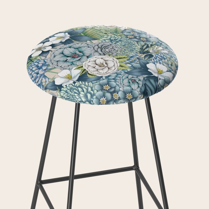 Blue Floral Garden Stool Gallery Image 2