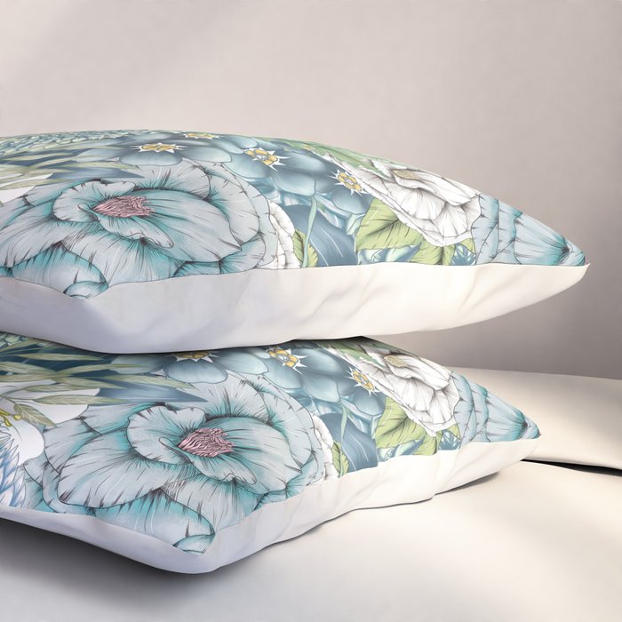 Blue Floral Garden Pillow Sham Gallery Image 3