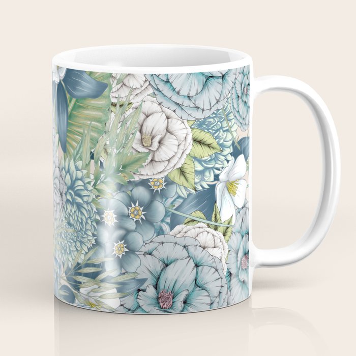 Blue Floral Garden Coffee Mug Gallery Image 1