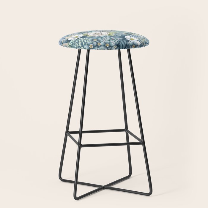 Blue Floral Garden Stool Gallery Image 1