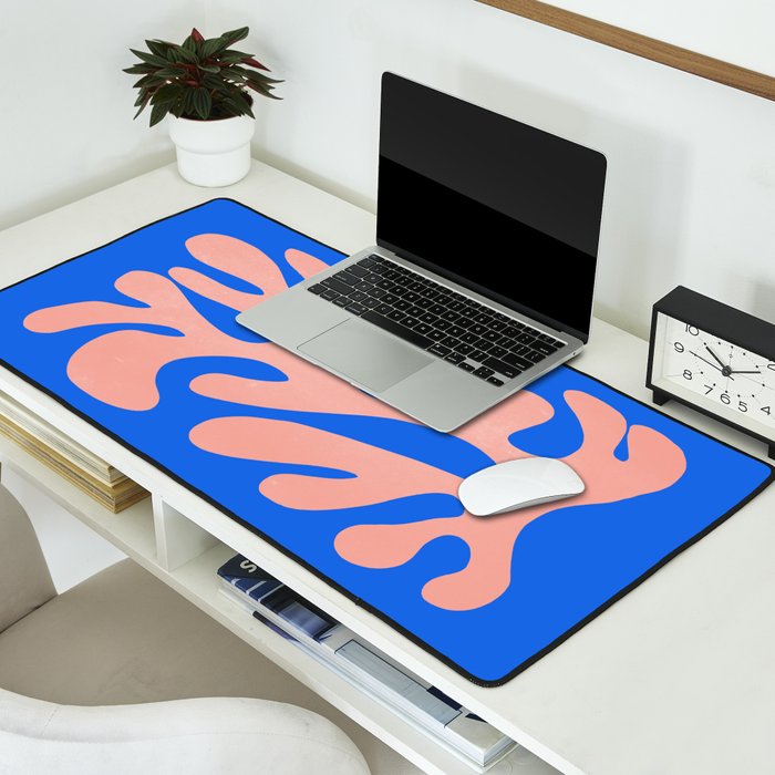 Rose Bud & Azure Blue: Matisse Paper Cutouts 02 Desk Mat Gallery Image 2