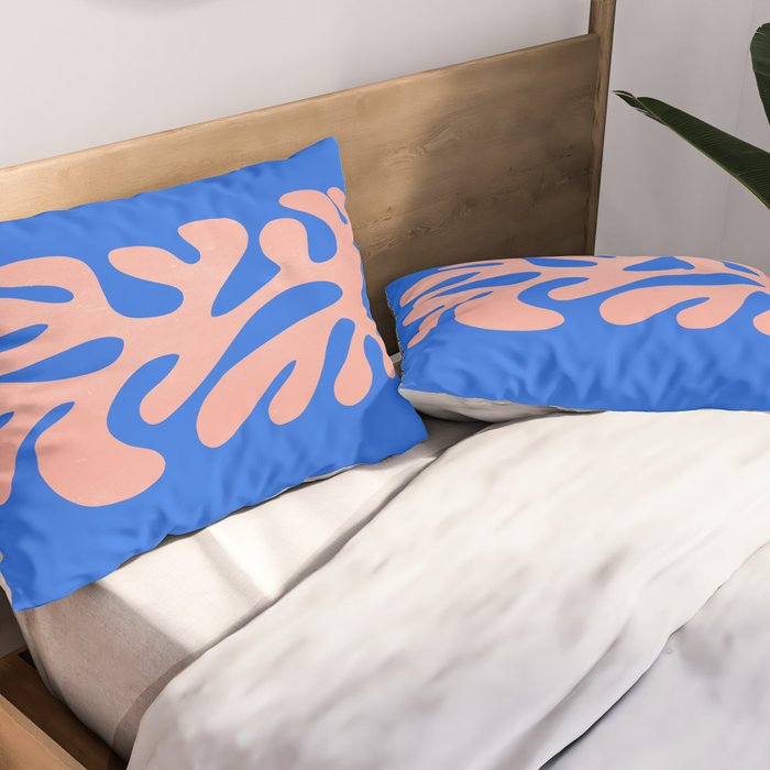 Rose Bud & Azure Blue: Matisse Paper Cutouts 02 Pillow Sham Gallery Image 2