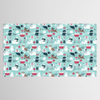 Veterinary medicine, happy and healthy friends // aqua background Tablecloth Gallery Image 2