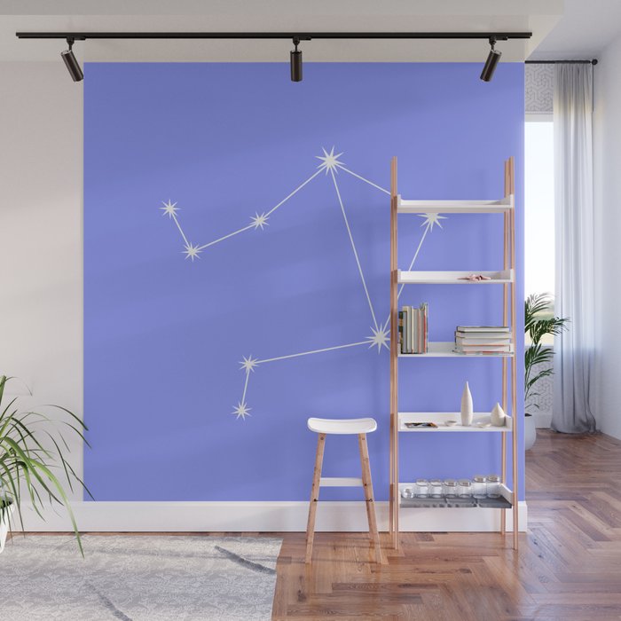Libra Zodiac Star Constellation Line Art Pastel Purple Wall Mural Gallery Image 1