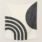 Mid Century Modern - Sun and Rainbow black and white Wall Tapestry Gallery Image 4