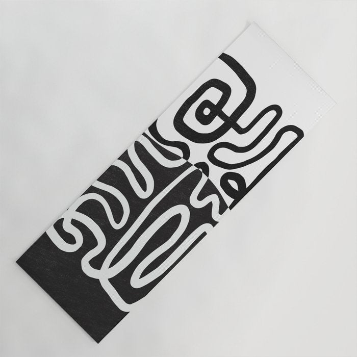 ABSTRACTION 01 | Black and White Abstract Series Yoga Mat Gallery Image 1