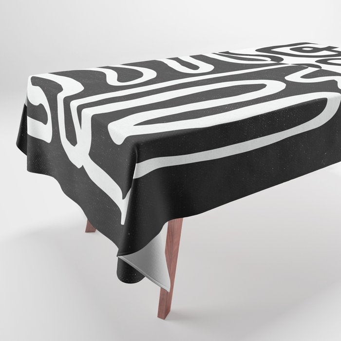 ABSTRACTION 01 | Black and White Abstract Series Tablecloth Gallery Image 1