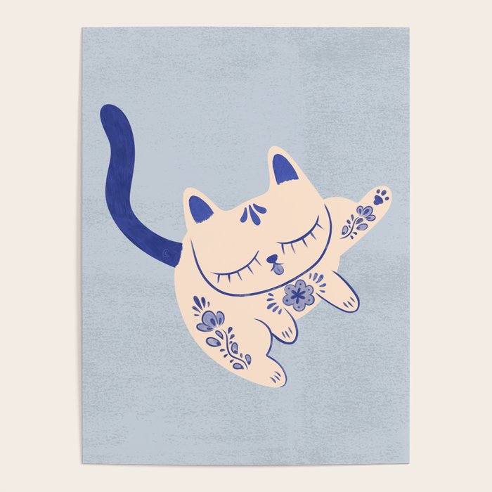 Purrcelin Cat Butt - Delft Porcelain Kitty Poster Gallery Image 4