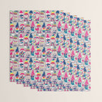 I gnome you // grey background little happy and lovely gnomes with rainbows fuchsia pink hearts Wrapping Paper Gallery Image 3