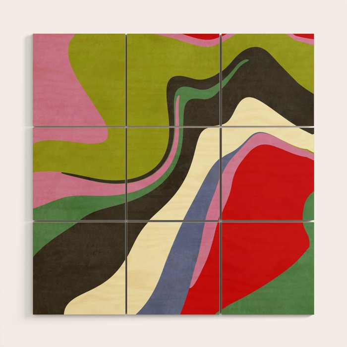  abstract fluid retro swirl 2 Wood Wall Art Gallery Image 1