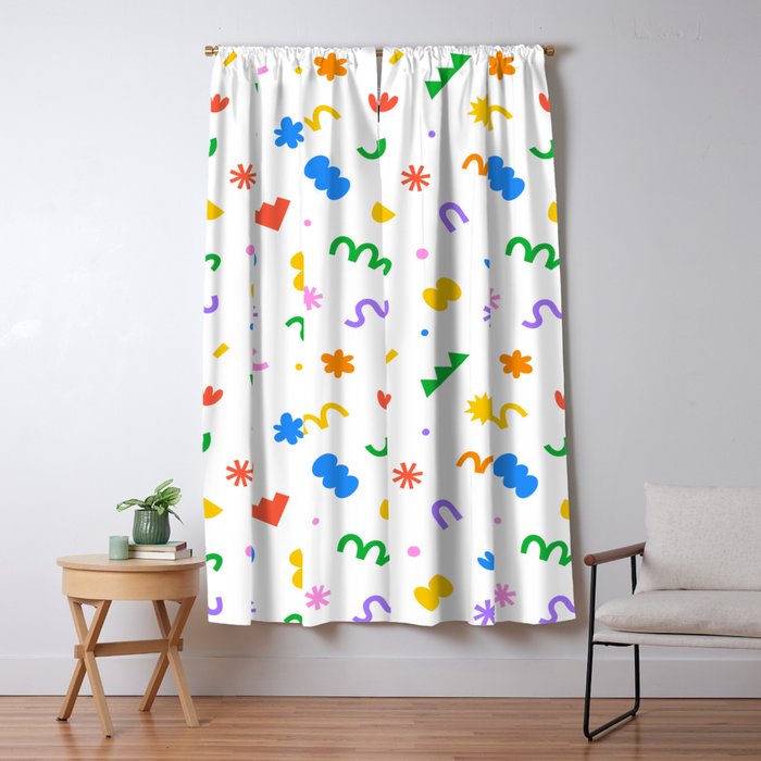 Fun colorful abstract organic shape art pattern Window Curtain Gallery Image 1