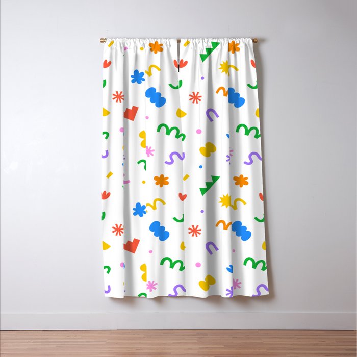 Fun colorful abstract organic shape art pattern Window Curtain Gallery Image 3