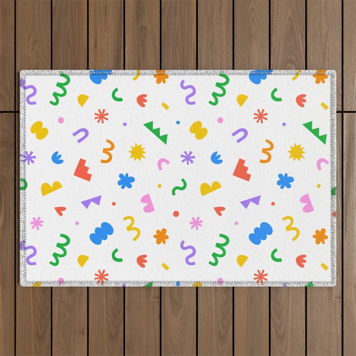 Fun colorful abstract organic shape art pattern Outdoor Rug Gallery Image 1