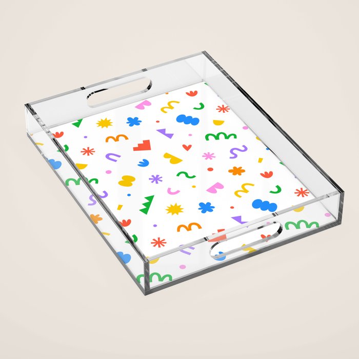 Fun colorful abstract organic shape art pattern Acrylic Tray Gallery Image 1
