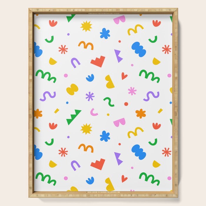 Fun colorful abstract organic shape art pattern Serving Tray Gallery Image 1