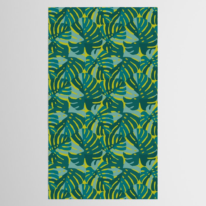 Monstera Leaves in Teal Tablecloth Gallery Image 2