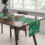 Monstera Leaves in Teal Table Runner Gallery Image 2