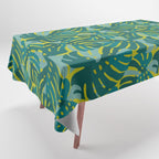 Monstera Leaves in Teal Tablecloth Gallery Image 1
