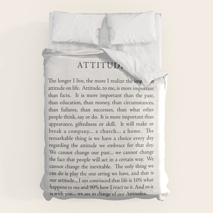 Charles Swindoll Quote, Attitude Duvet Cover Gallery Image 6