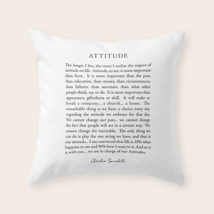 Charles Swindoll Quote, Attitude Throw Pillow Gallery Image 6
