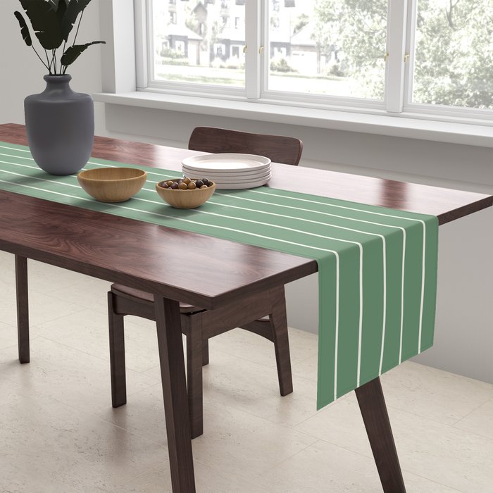 Minimal Arch XXXVIII Fresh Green Modern Geometric Lines Table Runner Gallery Image 2