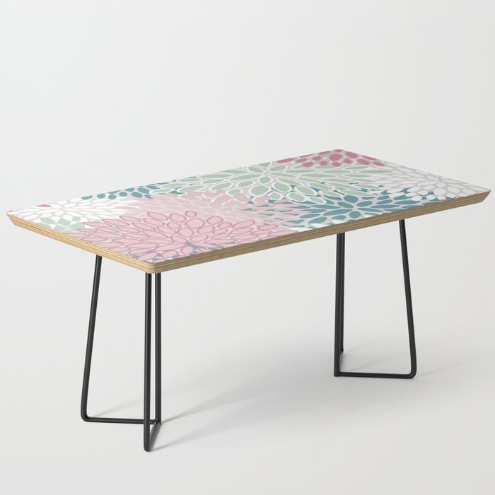 Floral Blooms, Soft Pink, Green and Teal, Design Prints Coffee Table Gallery Image 1