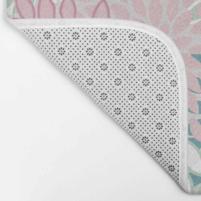 Floral Blooms, Soft Pink, Green and Teal, Design Prints Bath Mat Gallery Image 2
