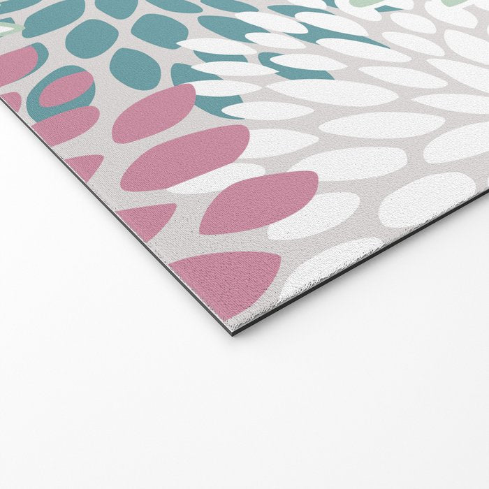 Floral Blooms, Soft Pink, Green and Teal, Design Prints Welcome Mat Gallery Image 2
