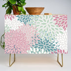 Floral Blooms, Soft Pink, Green and Teal, Design Prints Credenza Gallery Image 1