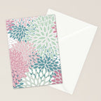 Floral Blooms, Soft Pink, Green and Teal, Design Prints Stationery Card Gallery Image 2