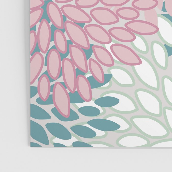 Floral Blooms, Soft Pink, Green and Teal, Design Prints Poster Gallery Image 3