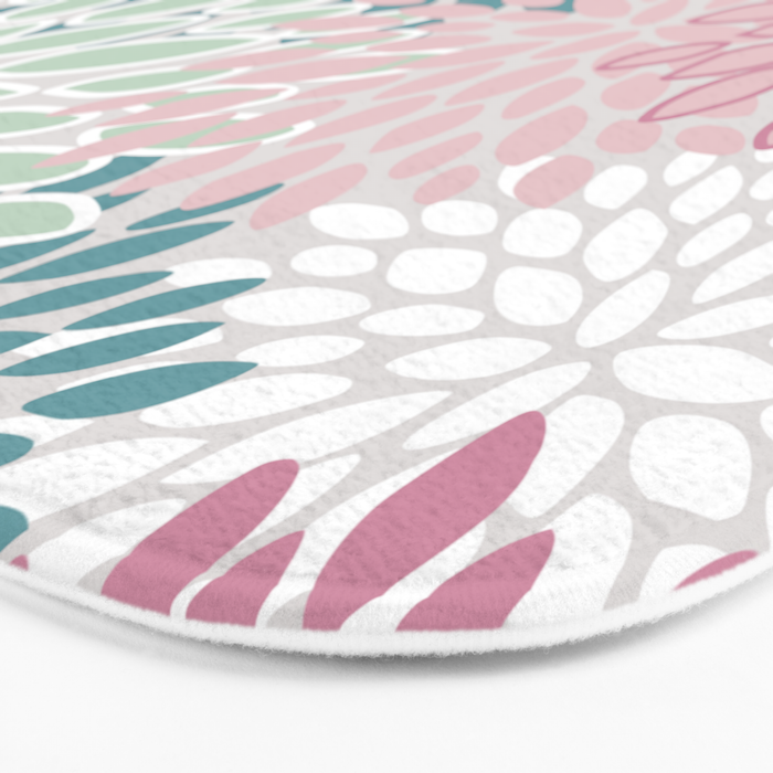Floral Blooms, Soft Pink, Green and Teal, Design Prints Bath Mat Gallery Image 3