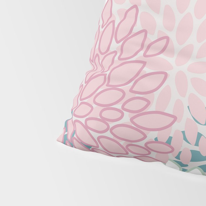 Floral Blooms, Soft Pink, Green and Teal, Design Prints Pillow Sham Gallery Image 4