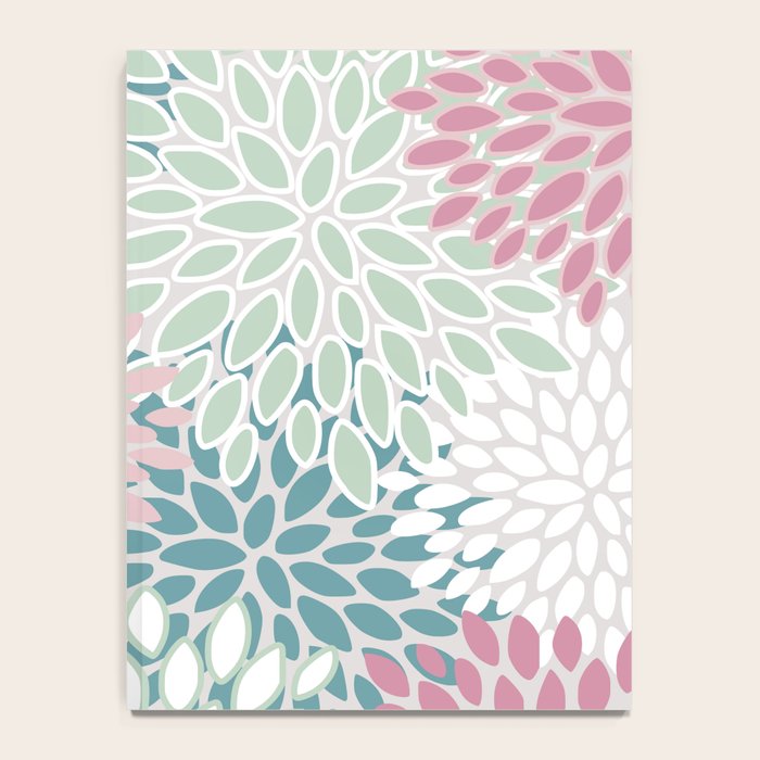 Floral Blooms, Soft Pink, Green and Teal, Design Prints Notebook Gallery Image 4