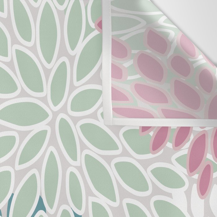 Floral Blooms, Soft Pink, Green and Teal, Design Prints Wall Tapestry Gallery Image 3