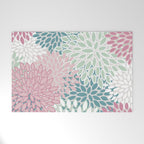 Floral Blooms, Soft Pink, Green and Teal, Design Prints Welcome Mat Gallery Image 1
