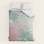 Floral Blooms, Soft Pink, Green and Teal, Design Prints Duvet Cover Gallery Image 6