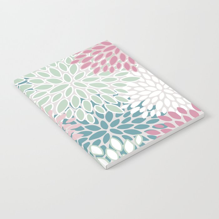 Floral Blooms, Soft Pink, Green and Teal, Design Prints Notebook Gallery Image 2