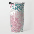 Floral Blooms, Soft Pink, Green and Teal, Design Prints Travel Mug Gallery Image 3