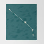 Aries Zodiac Star Constellation Line Art Deep Teal Throw Blanket Gallery Image 2