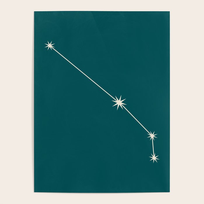 Aries Zodiac Star Constellation Line Art Deep Teal Poster Gallery Image 4