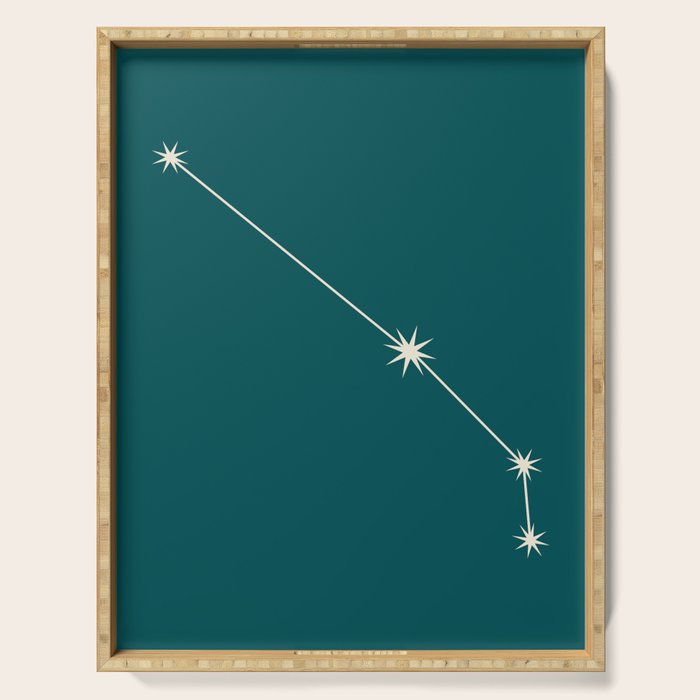 Aries Zodiac Star Constellation Line Art Deep Teal Serving Tray Gallery Image 1